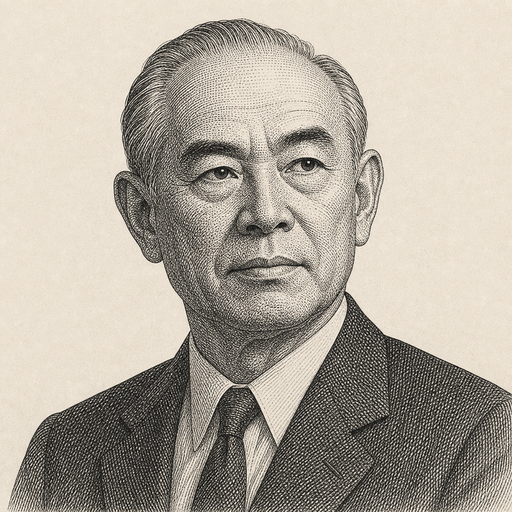Woodcut portrait of Soichiro Honda, engineer and company founder who embodied The Embedded System by engineering philosophy into the way the work learns and decides
